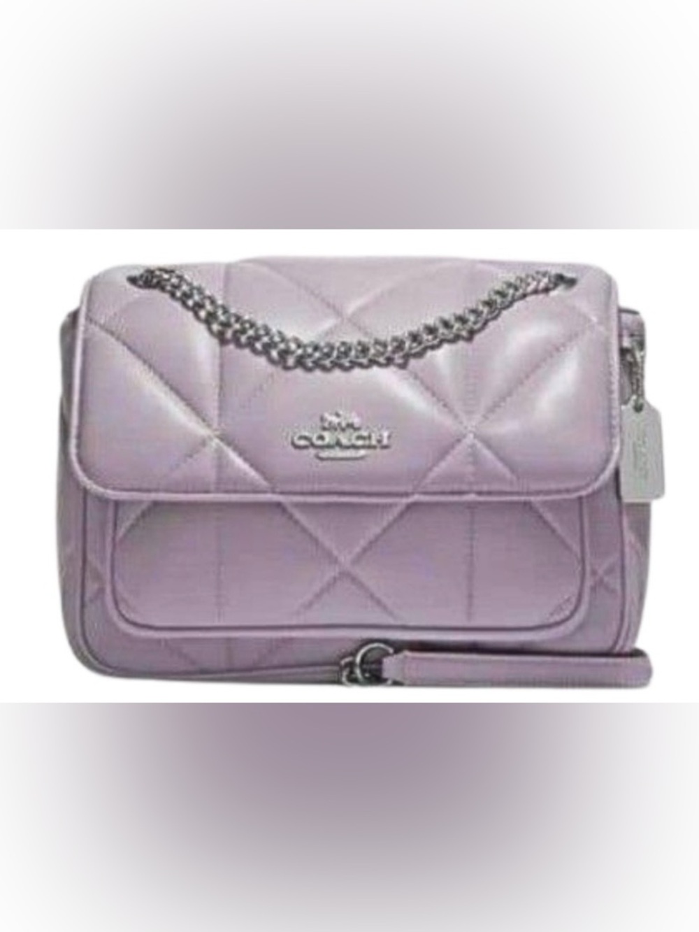 Coach Quilted Shoulder Bag in Lavender Purple with Silver Hardware - Picture 10 of 13